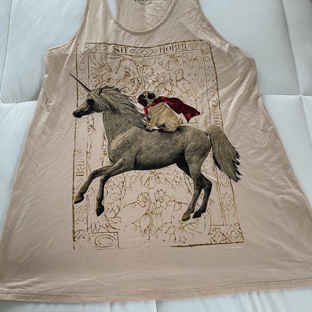 ✨NWOT Pug Riding a Unicorn Tank Top